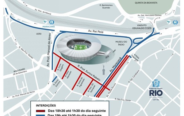 CET-Rio prepara operação especial de trânsito no Maracanã para Fluminense x Palmeiras