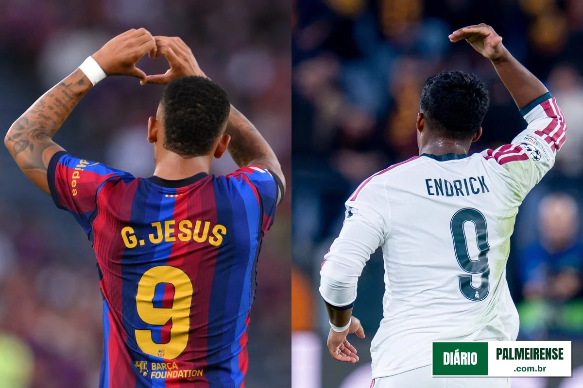 Gabriel Jesus e Endrick duelam no clássico espanhol e exaltam a base do Palmeiras